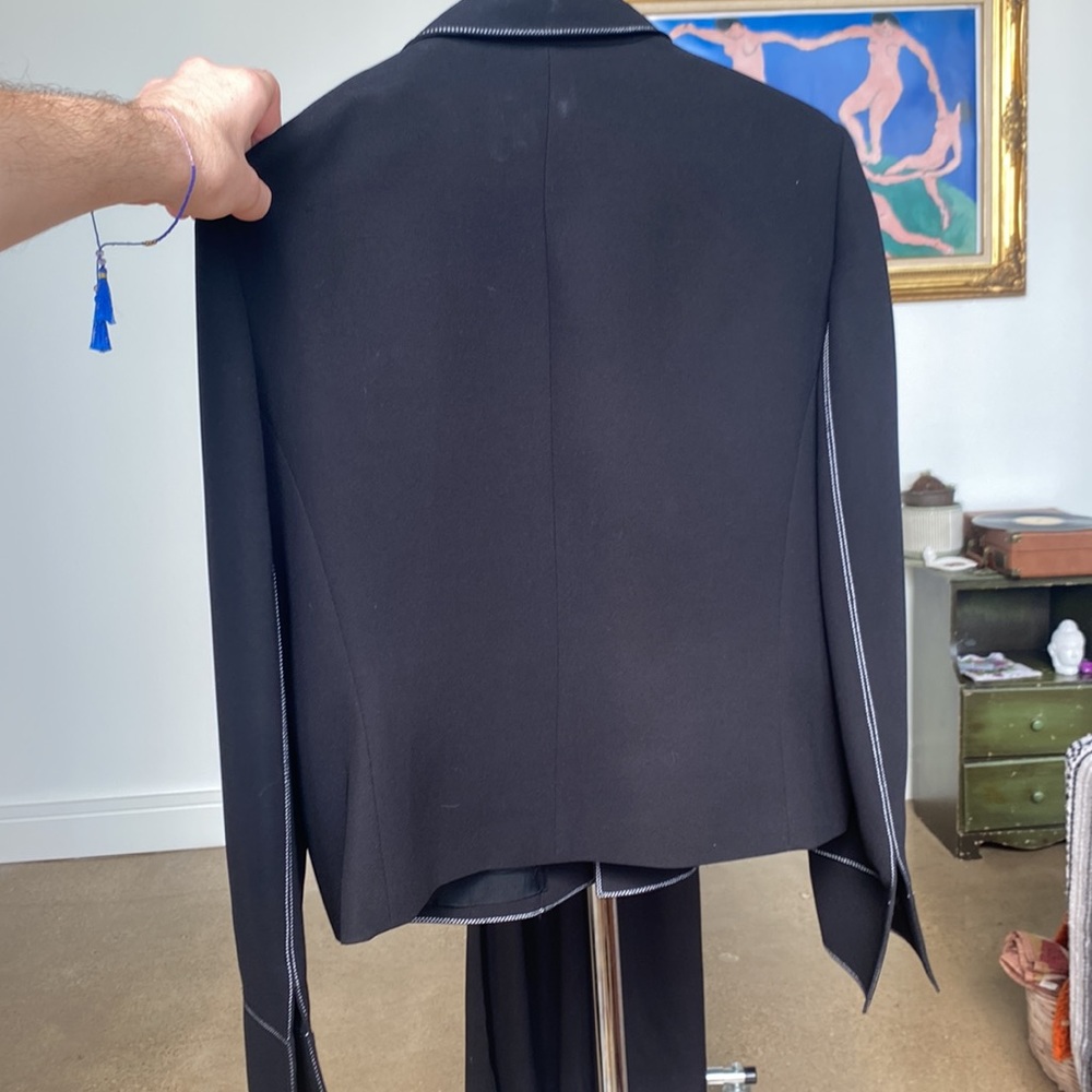 Albert Nipon | Black Blazer With White Stitch - image 5